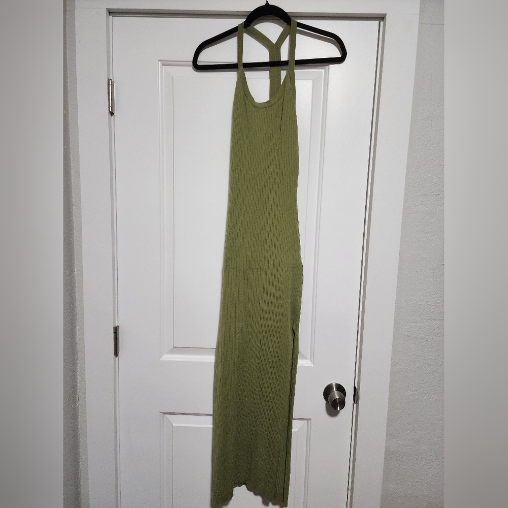 Meshki Green Ribbed Bodycon Dress Small